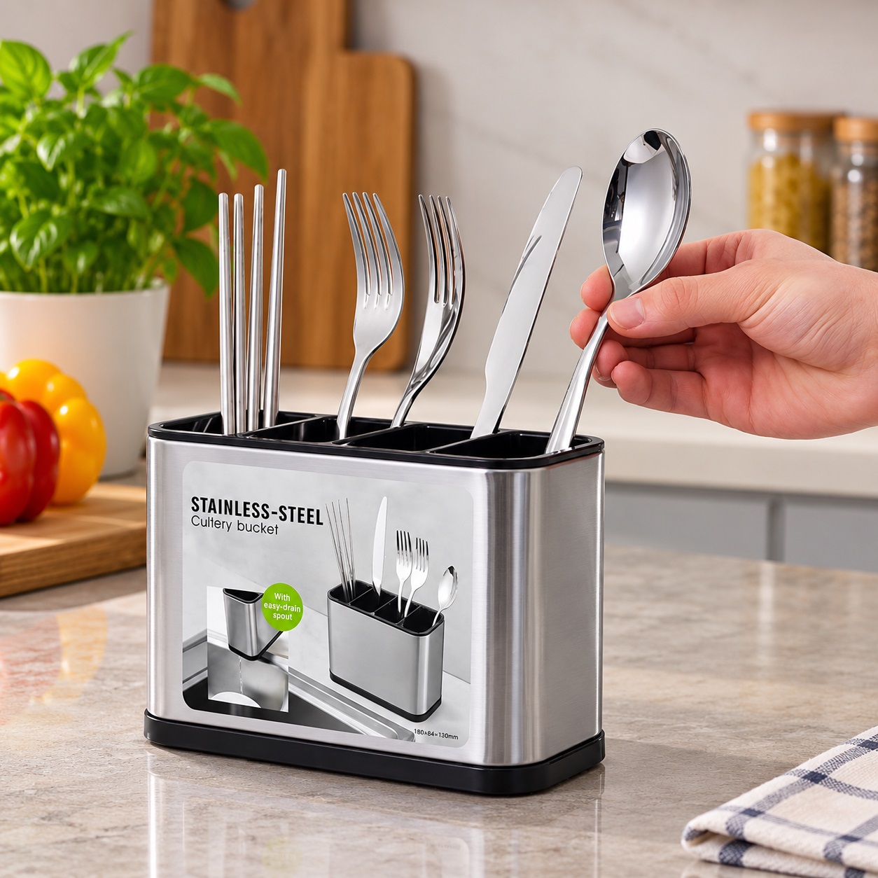Stainless Steel Cutlery Organiser