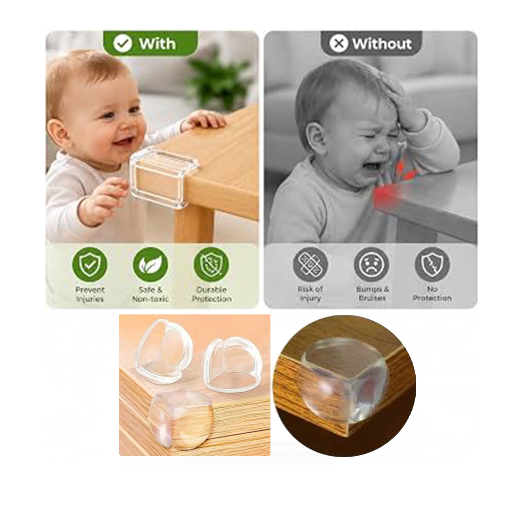 Corner Protectors - Clear Silicone Pre-Taped/ Proofing-Furniture Edges