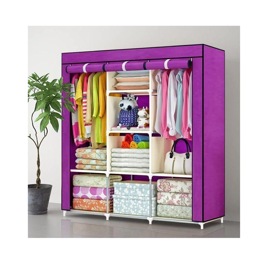 3-Door Portable and Foldable Fabric Wardrobe